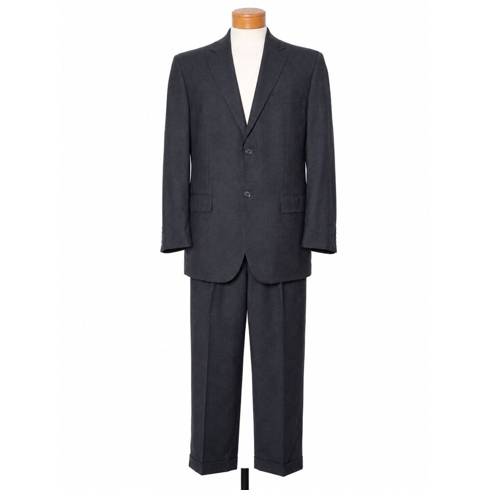 VTG Lauren Ralph Lauren Green Label Suit 38R Charcoal Gray Wool Canada 90s